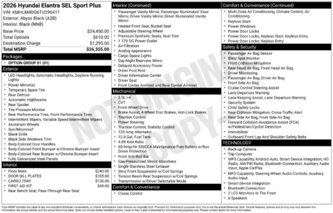Photos of 2026 Hyundai Elantra SEL Sport Plus for sale in Athens, OH at Don Wood Hyundai