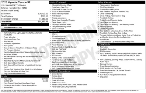Photos of 2026 Hyundai Tucson SE for sale in Athens, OH at Don Wood Hyundai