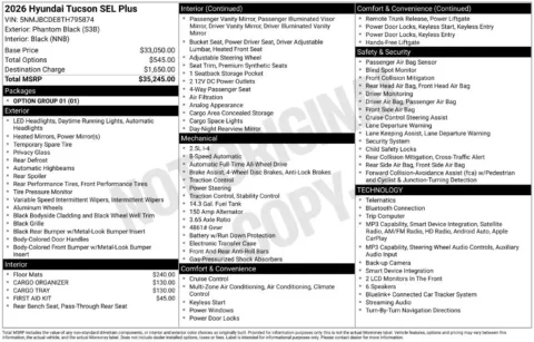 Photos of 2026 Hyundai Tucson SEL Plus for sale in Athens, OH at Don Wood Hyundai