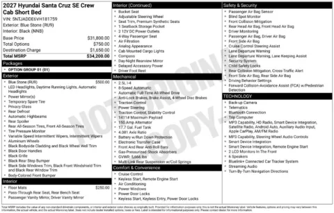 Photos of 2027 Hyundai Santa Cruz SE for sale in Athens, OH at Don Wood Hyundai
