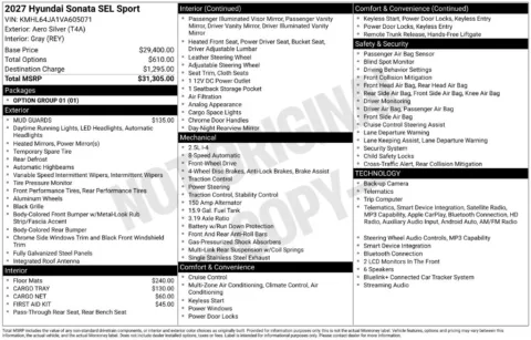 Photos of 2027 Hyundai Sonata SEL Sport for sale in Athens, OH at Don Wood Hyundai