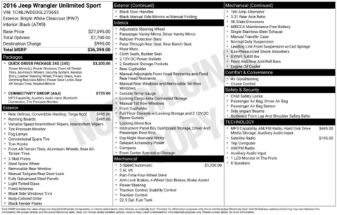 Photos of 2016 Jeep Wrangler Unlimited Sport for sale in Athens, OH at Don Wood Hyundai