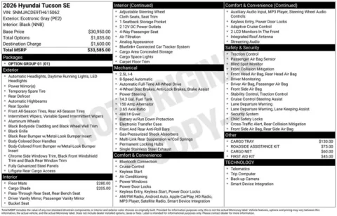 Another view of 2026 Hyundai Tucson SE for sale in Athens, OH at Don Wood Hyundai
