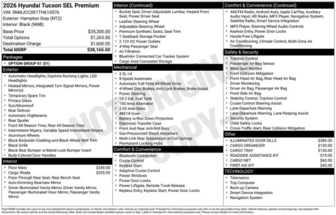 Another view of 2026 Hyundai Tucson SEL Premium for sale in Athens, OH at Don Wood Hyundai