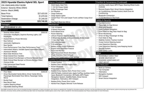 Another view of 2025 Hyundai Elantra Hybrid SEL Sport for sale in Athens, OH at Don Wood Hyundai