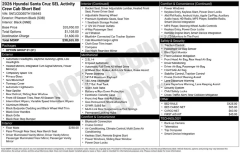 Another view of 2026 Hyundai Santa Cruz SEL for sale in Athens, OH at Don Wood Hyundai