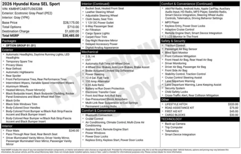 Another view of 2026 Hyundai Kona SEL Sport for sale in Athens, OH at Don Wood Hyundai