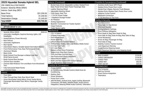 Another view of 2025 Hyundai Sonata Hybrid SEL for sale in Athens, OH at Don Wood Hyundai