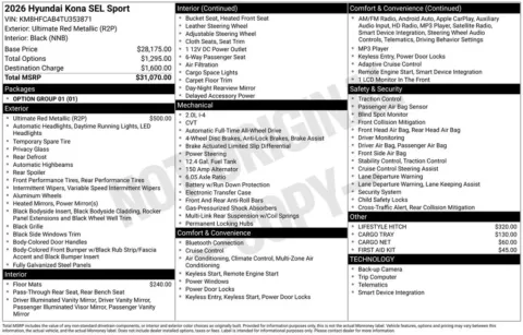 Another view of 2026 Hyundai Kona SEL Sport for sale in Athens, OH at Don Wood Hyundai