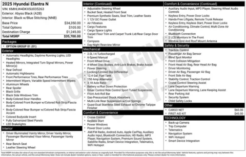 Another view of 2025 Hyundai Elantra N for sale in Athens, OH at Don Wood Hyundai