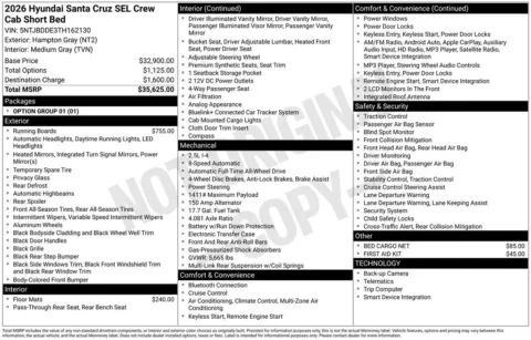 Another view of 2026 Hyundai Santa Cruz SEL for sale in Athens, OH at Don Wood Hyundai
