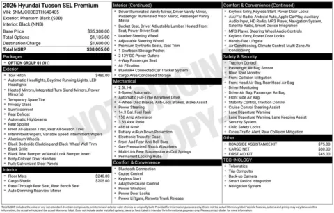 Another view of 2026 Hyundai Tucson SEL Premium for sale in Athens, OH at Don Wood Hyundai