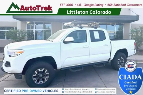White 2019 Toyota Tacoma SR V6 Crew Cab Alloy Wheels for sale in Littleton, CO