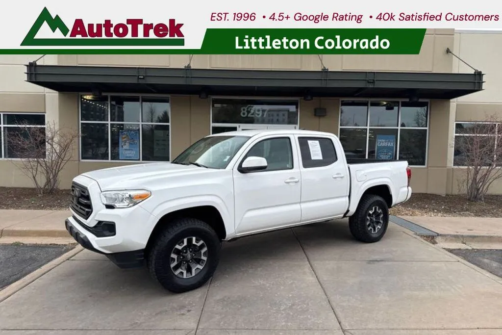 White 2019 Toyota Tacoma SR V6 Crew Cab Alloy Wheels for sale in Littleton, CO