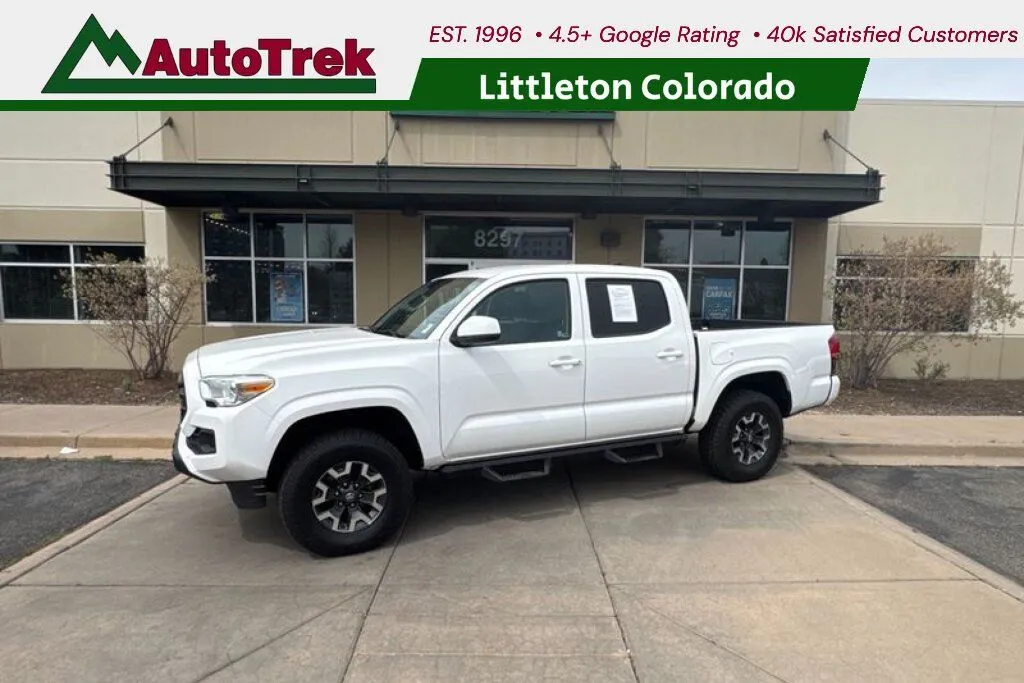 White 2019 Toyota Tacoma SR V6 Crew Cab Alloy Wheels for sale in Littleton, CO