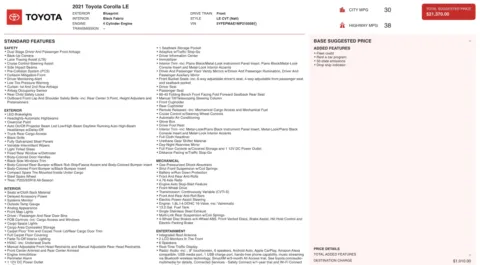 Photos of 2021 Toyota Corolla LE for sale in Columbus, OH at Auto Boutique Ohio