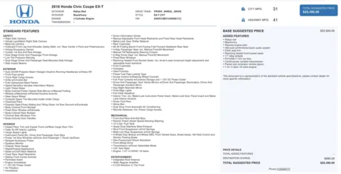 Photos of 2018 Honda Civic Coupe EX-T for sale in Columbus, OH at Auto Boutique Ohio