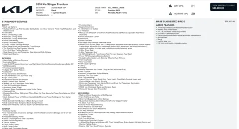 Photos of 2018 Kia Stinger Premium for sale in Columbus, OH at Auto Boutique Ohio