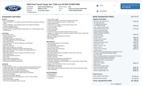 Photos of 2020 Ford Transit Cargo Van 250 for sale in Columbus, OH at Auto Boutique Ohio