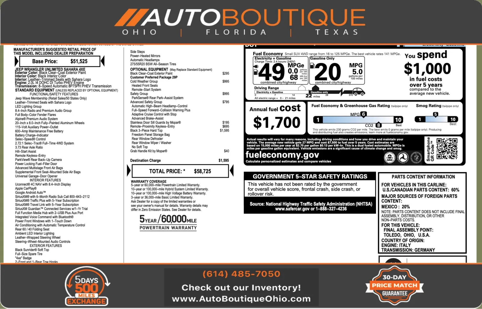 2021 Jeep Wrangler 4xe Unlimited Sahara for sale in Columbus, OH