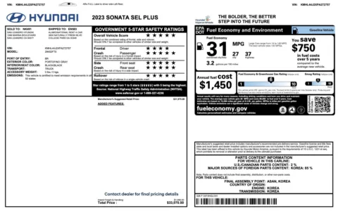 Photos of 2023 Hyundai Sonata SEL Plus for sale in Columbus, OH at Auto Boutique Ohio