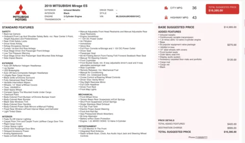 Photos of 2019 Mitsubishi Mirage ES for sale in Columbus, OH at Auto Boutique Ohio