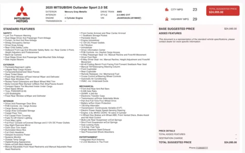 Photos of 2020 Mitsubishi Outlander Sport SE 2.0 for sale in Columbus, OH at Auto Boutique Ohio