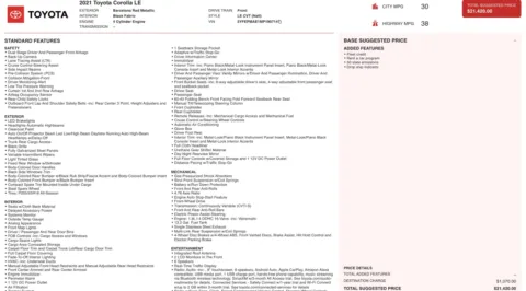 Photos of 2021 Toyota Corolla LE for sale in Columbus, OH at Auto Boutique Ohio