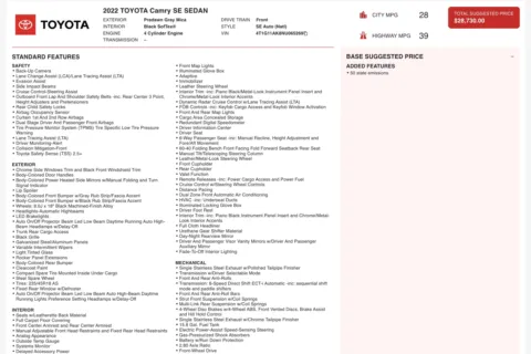 Photos of 2022 Toyota Camry SE for sale in Columbus, OH at Auto Boutique Ohio