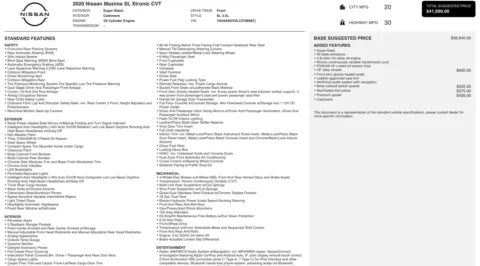 Photos of 2020 Nissan Maxima SL for sale in Columbus, OH at Auto Boutique Ohio