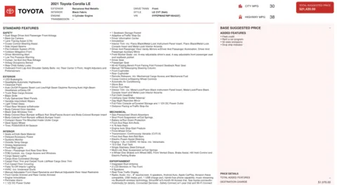 Photos of 2021 Toyota Corolla LE for sale in Columbus, OH at Auto Boutique Ohio