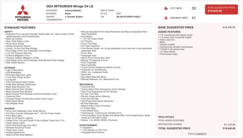 Photos of 2024 Mitsubishi Mirage G4 LE for sale in Columbus, OH at Auto Boutique Ohio