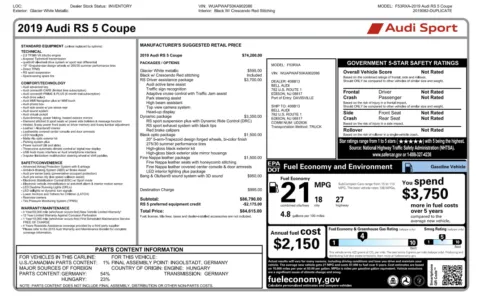 Photos of 2019 Audi RS 5 Coupe 2.9T quattro for sale in Columbus, OH at Auto Boutique Ohio