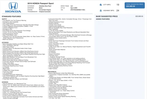 Photos of 2019 Honda Passport Sport for sale in Columbus, OH at Auto Boutique Ohio