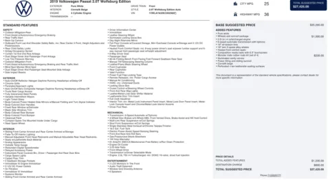 Photos of 2019 Volkswagen Passat 2.0T Wolfsburg Edition for sale in Columbus, OH at Auto Boutique Ohio