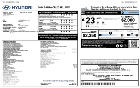 More photos of 2024 Hyundai Santa Cruz SEL at Auto Boutique Ohio, OH