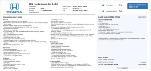 More photos of 2012 Honda Accord Sdn LX at Auto Boutique Ohio, OH