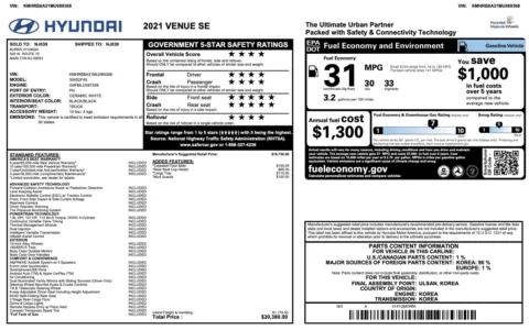 Photos of 2021 Hyundai Venue SE for sale in Columbus, OH at Auto Boutique Ohio