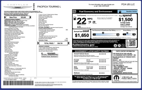 Photos of 2018 Chrysler Pacifica Touring L for sale in Columbus, OH at Auto Boutique Ohio