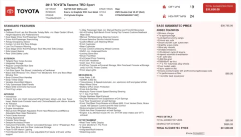 Photos of 2016 Toyota Tacoma TRD Sport for sale in Columbus, OH at Auto Boutique Ohio