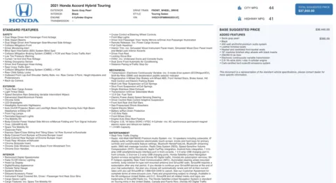 Photos of 2021 Honda Accord Hybrid Touring for sale in Columbus, OH at Auto Boutique Ohio