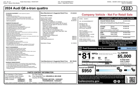 Photos of 2024 Audi Q8 e-tron Premium Plus for sale in Columbus, OH at Auto Boutique Ohio
