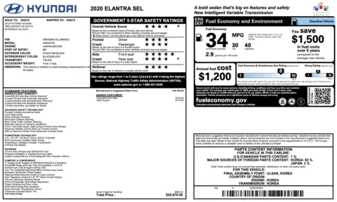 Photos of 2020 Hyundai Elantra SEL for sale in Columbus, OH at Auto Boutique Ohio