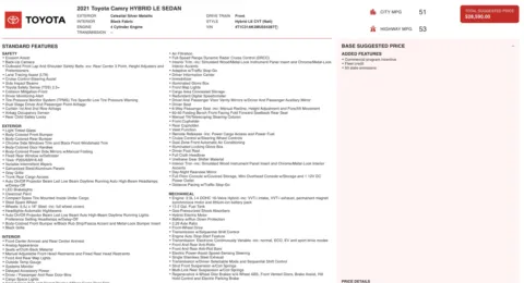 Photos of 2021 Toyota Camry Hybrid LE for sale in Columbus, OH at Auto Boutique Ohio