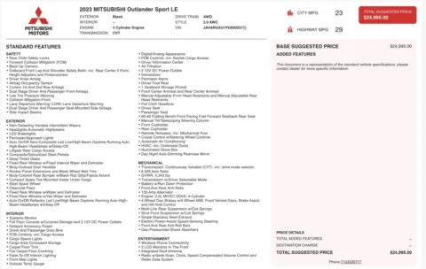 Photos of 2023 Mitsubishi Outlander Sport LE for sale in Columbus, OH at Auto Boutique Ohio