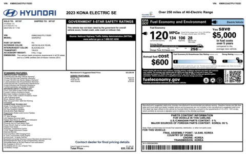 Photos of 2023 Hyundai Kona Electric SE for sale in Columbus, OH at Auto Boutique Ohio