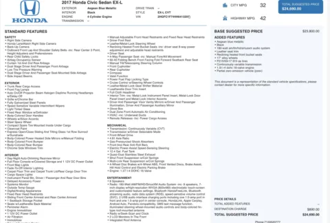 Photos of 2017 Honda Civic Sedan EX-L for sale in Columbus, OH at Auto Boutique Ohio