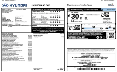Photos of 2021 Hyundai Kona SE for sale in Columbus, OH at Auto Boutique Ohio