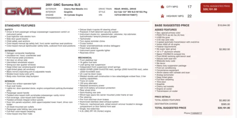 More photos of 2001 GMC Sonoma SLS w/1SG Pkg at Auto Boutique Ohio, OH