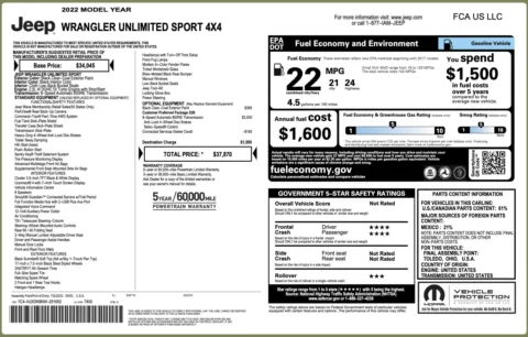 Photos of 2022 Jeep Wrangler Unlimited Sport for sale in Columbus, OH at Auto Boutique Ohio